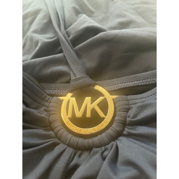 Michael Kors Midnight Blue Gold Detail Tie Neck Size 14 Padded One Piece Swim - Picture 8 of 9